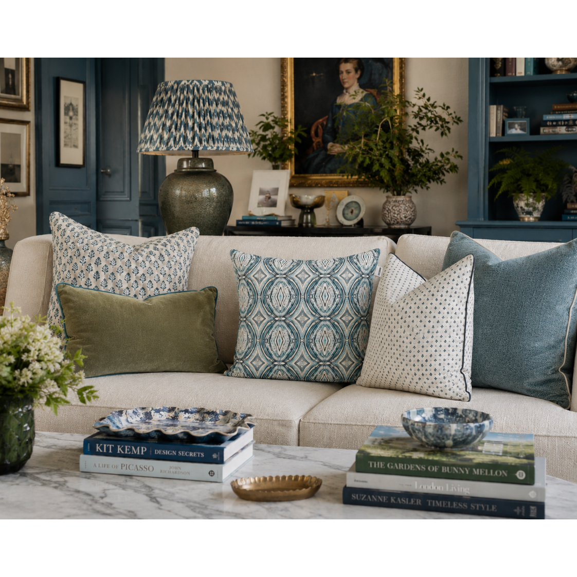 CHARMED CUSHION in Cornflower Blue